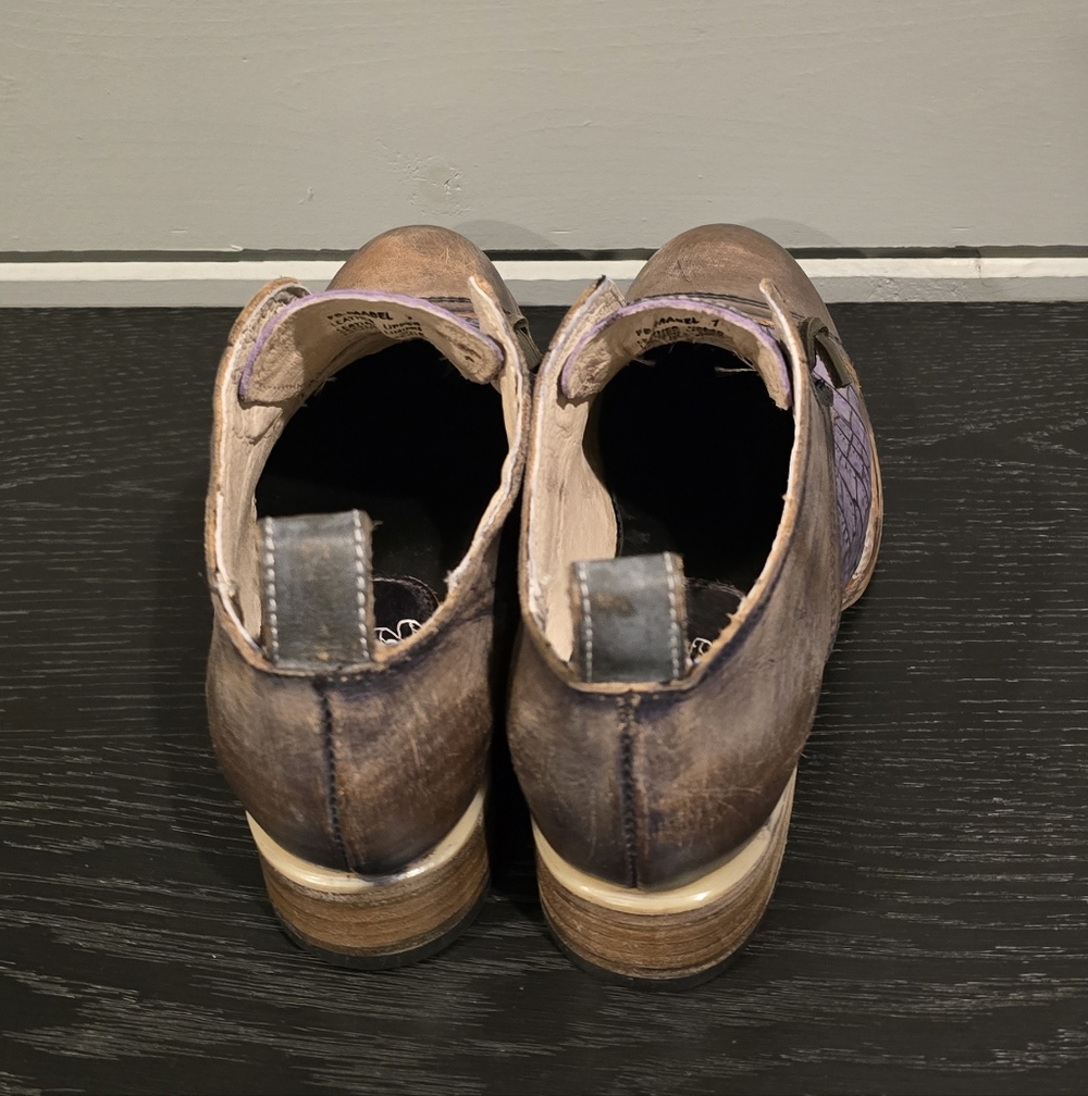 New Freebird Mabel  Brown/Purple Croc-Embossed Shoe 7 - Picture 4 of 7